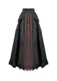 Gothic Crimson-Shadow Lace Court Maxi Skirt KW429RD - Gothlolibeauty