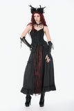 Gothic Crimson-Shadow Lace Court Maxi Skirt KW429RD - Gothlolibeauty