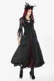 Gothic Crimson-Shadow Lace Court Maxi Skirt KW429RD - Gothlolibeauty