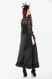 Gothic Crimson-Shadow Lace Court Maxi Skirt KW429RD - Gothlolibeauty