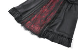 Gothic Crimson-Shadow Lace Court Maxi Skirt KW429RD - Gothlolibeauty