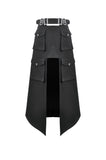 Punk Layered Pocket Cutout Belted Long Skirt KW430 - Gothlolibeauty
