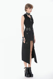 Punk Layered Pocket Cutout Belted Long Skirt KW430 - Gothlolibeauty