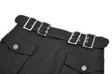 Punk Layered Pocket Cutout Belted Long Skirt KW430 - Gothlolibeauty