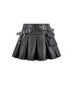 Punk Double Belt Pleated Skirt KW437