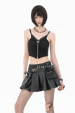 Punk Double Belt Pleated Skirt KW437