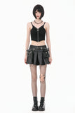 Punk Double Belt Pleated Skirt KW437