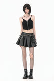 Punk Double Belt Pleated Skirt KW437