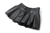 Punk Double Belt Pleated Skirt KW437