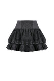 Sin Forbidden - Dark Punk Lace Patchwork Multi-Pocket Ruffle Mini Skirt KW444