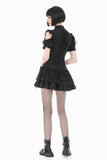 Sin Forbidden - Dark Punk Lace Patchwork Multi-Pocket Ruffle Mini Skirt KW444