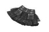 Sin Forbidden - Dark Punk Lace Patchwork Multi-Pocket Ruffle Mini Skirt KW444