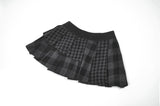 Plaid Rebellion - Dark Punk Asymmetric Tiered Pleated Patchwork Studded Skirt KW445