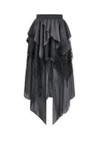 Gothic Ruffled High-Low Skirt with Jacquard Texture and Irregular Tiered Lace Mesh  KW451