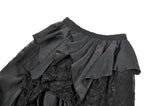 Gothic Ruffled High-Low Skirt with Jacquard Texture and Irregular Tiered Lace Mesh  KW451