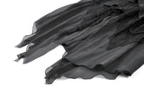 Gothic Ruffled High-Low Skirt with Jacquard Texture and Irregular Tiered Lace Mesh  KW451