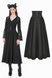 Gothic High-Waist Maxi Skirt with Hollow Embroidery and Metallic Fasteners KW452