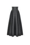 Gothic High-Waist Maxi Skirt with Hollow Embroidery and Metallic Fasteners KW452