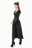 Gothic High-Waist Maxi Skirt with Hollow Embroidery and Metallic Fasteners KW452