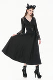 Gothic High-Waist Maxi Skirt with Hollow Embroidery and Metallic Fasteners KW452