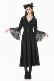 Gothic High-Waist Maxi Skirt with Hollow Embroidery and Metallic Fasteners KW452