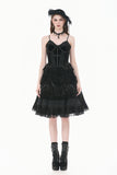 Dark Lolita Skirt in Matte Velvet with Lace Trims KW454