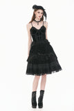Dark Lolita Skirt in Matte Velvet with Lace Trims KW454