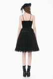 Dark Lolita Skirt in Matte Velvet with Lace Trims KW454