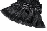 Dark Lolita Skirt in Matte Velvet with Lace Trims KW454