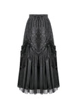 Gothic Sheer Floral Lace Maxi Skirt with 3D Roses, Beaded Tassels and Layered Chiffon Hem KW455