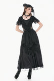 Gothic Sheer Floral Lace Maxi Skirt with 3D Roses, Beaded Tassels and Layered Chiffon Hem KW455