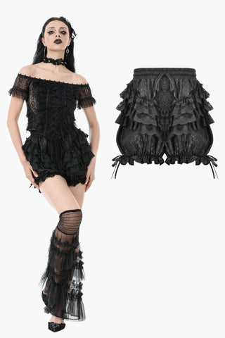 Lolita Lace-Trimmed Lantern shorts with Embroidered Flower PW135
