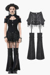 Punk Convertible Shorts with Grommet Straps and Zipper Leggings PW136