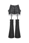Punk Convertible Shorts with Grommet Straps and Zipper Leggings PW136