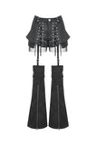 Punk Convertible Shorts with Grommet Straps and Zipper Leggings PW136