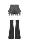 Punk Convertible Shorts with Grommet Straps and Zipper Leggings PW136