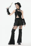 Punk Convertible Shorts with Grommet Straps and Zipper Leggings PW136
