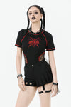 Asymmetry Rivet Punk Shorts with Leg Strap PW141
