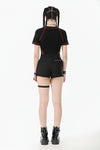 Asymmetry Rivet Punk Shorts with Leg Strap PW141