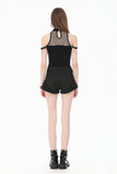 Night Ban - Dark Punk Cross Zipper Metal Buckle Lace Patchwork High-Waisted Shorts PW144