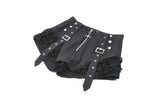 Night Ban - Dark Punk Cross Zipper Metal Buckle Lace Patchwork High-Waisted Shorts PW144