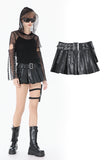 Low-Waist Tactical Punk Skirt-Pants with Asymmetric Pleated Belt PW148 - Gothlolibeauty