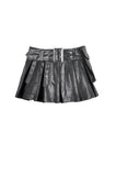 Low-Waist Tactical Punk Skirt-Pants with Asymmetric Pleated Belt PW148 - Gothlolibeauty