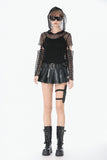 Low-Waist Tactical Punk Skirt-Pants with Asymmetric Pleated Belt PW148 - Gothlolibeauty