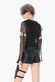 Low-Waist Tactical Punk Skirt-Pants with Asymmetric Pleated Belt PW148 - Gothlolibeauty