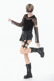 Low-Waist Tactical Punk Skirt-Pants with Asymmetric Pleated Belt PW148 - Gothlolibeauty