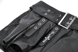 Low-Waist Tactical Punk Skirt-Pants with Asymmetric Pleated Belt PW148 - Gothlolibeauty
