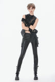 Punk Asymmetric Stud Detail Pants PW151 - Gothlolibeauty
