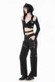 Urban Mobility - Dark Techwear Multi-Pocket Cross-Zip Wide-Leg Cargo Pants PW153