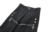 Urban Mobility - Dark Techwear Multi-Pocket Cross-Zip Wide-Leg Cargo Pants PW153